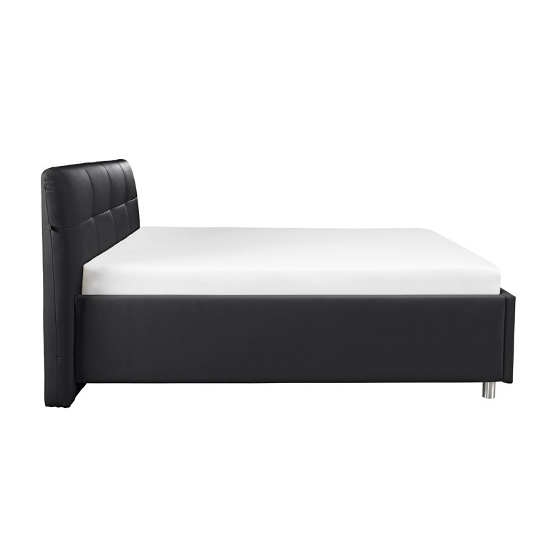 Upholstered Bed Frame with Mattress, 180 x 200cm, Black, H2/H3