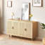 Armoire de rangement élégante et fonctionnelle en rotin à 4 portes 62,20 po, pour la chambre à coucher, le salon, le bureau, facile à assembler-768708419-768708418