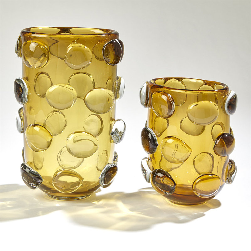 Rondelle Vase-Amber, 11.75" H x 7.5" W x 6" D