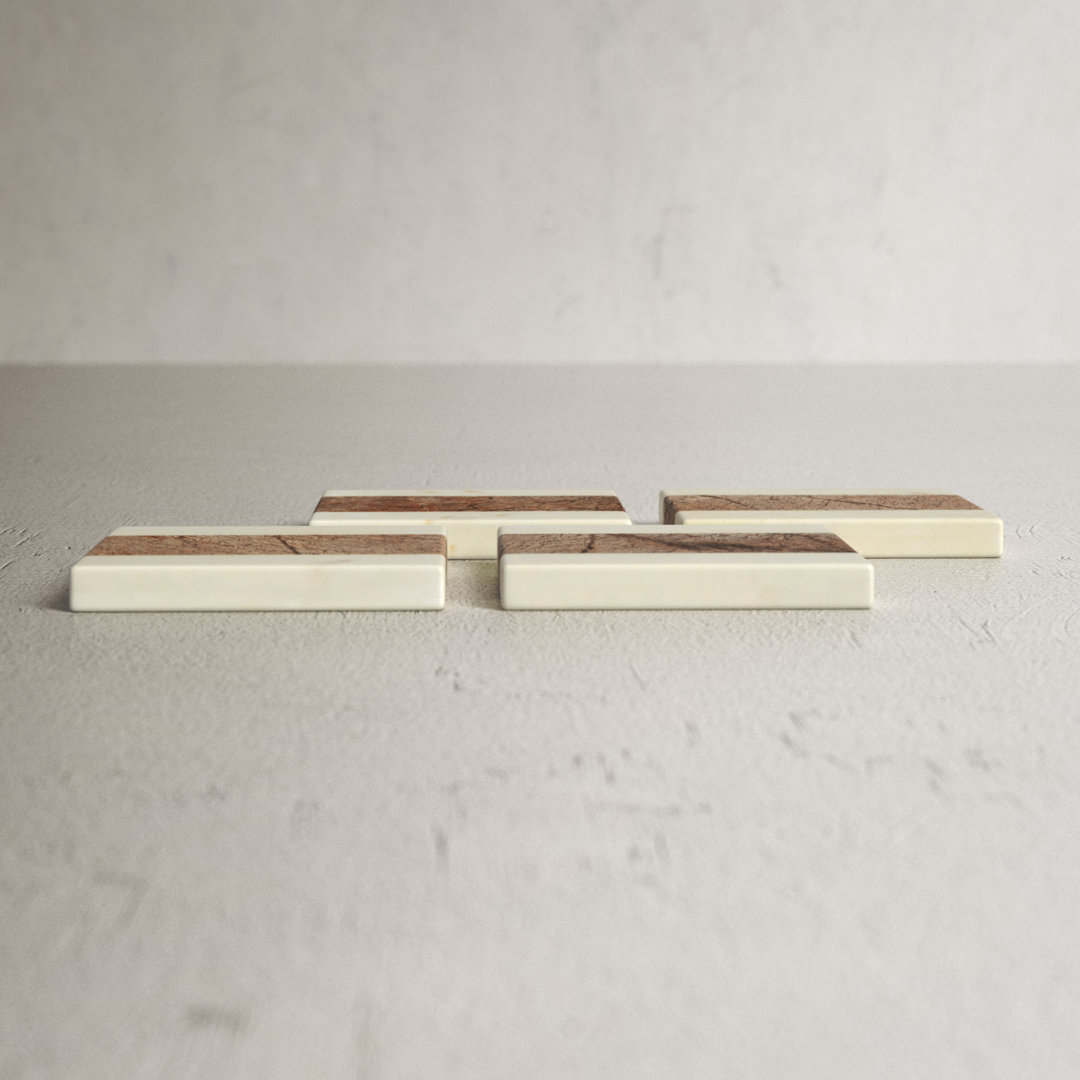 Marble Square 4 Piece Coaster Set (Set of 4) Birch Lane™