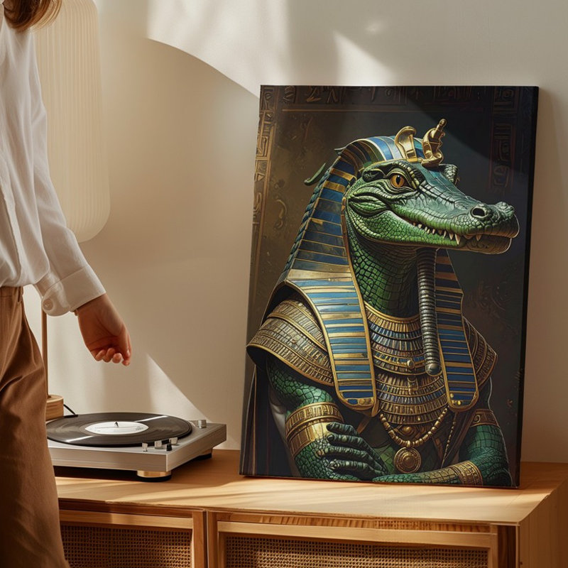 Toile, art mural Sobek, dieu du Nil, H 30 po x l 30 po