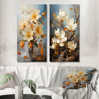 Golden Magnolias Splendor - Magnolias, ensemble de 2 reproductions d'art sur toile