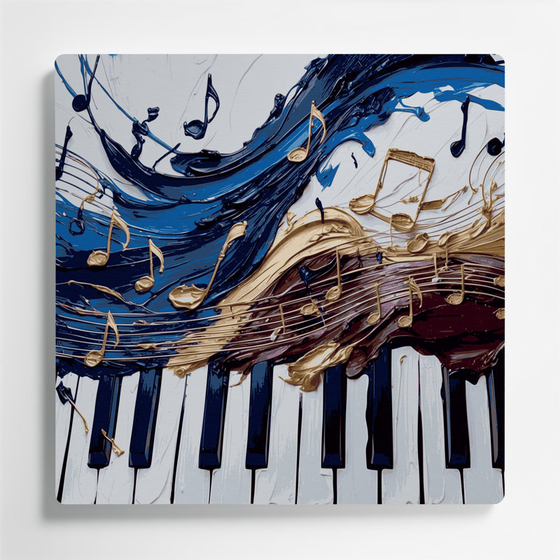 «Music Piano Gray», art mural en métal, H 12 po x l 12 po