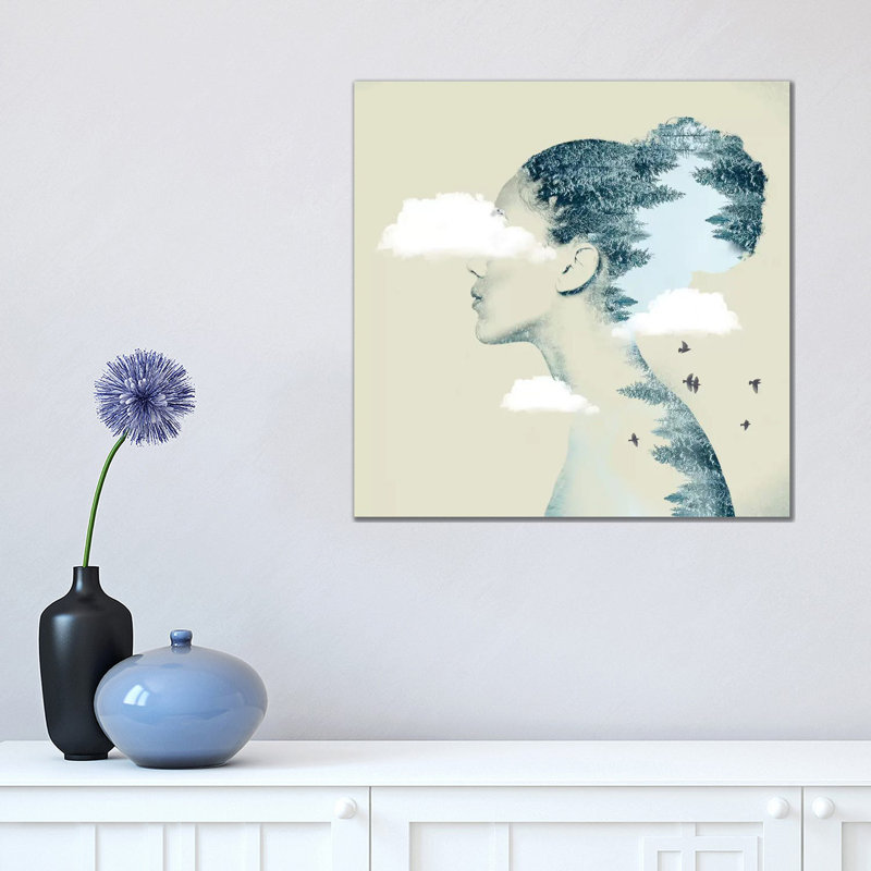 Double Exposure Hair I 1 Piece Wall Art on Canvas, 45.72 cm H x 45.72 cm W x 1.91 cm D, Wrapped Canvas