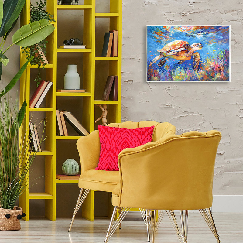 «Sea Turtle's Adventure» par Leon Devenice, H 13 po x l 19 po