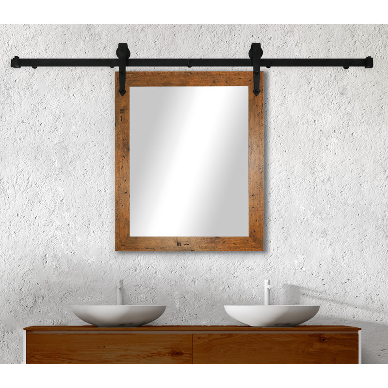 Neace Flat Mirror, 39" H x 33" W, Rustic Light Walnut