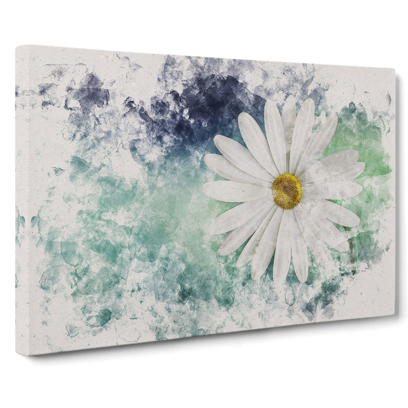 White Daisy Vol.2 Watercolour - Wrapped Canvas, 40cm H x 60cm W x 3cm D