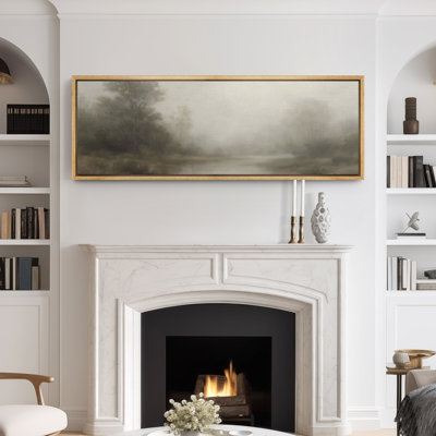 Large Framed Canvas Print Wall Art - Vintage Landscape Print for Modern Farmhouse Decor