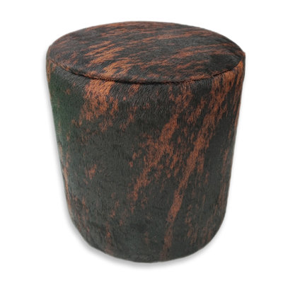 Round Ottoman in Pampa Brindle Dark
