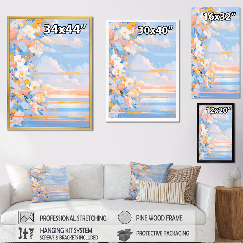 Impression sur toile Modern Modern Cherry Blossom Bold Stripes II - Bouquets assortis, H 20 po x l 12 po x P 1 po