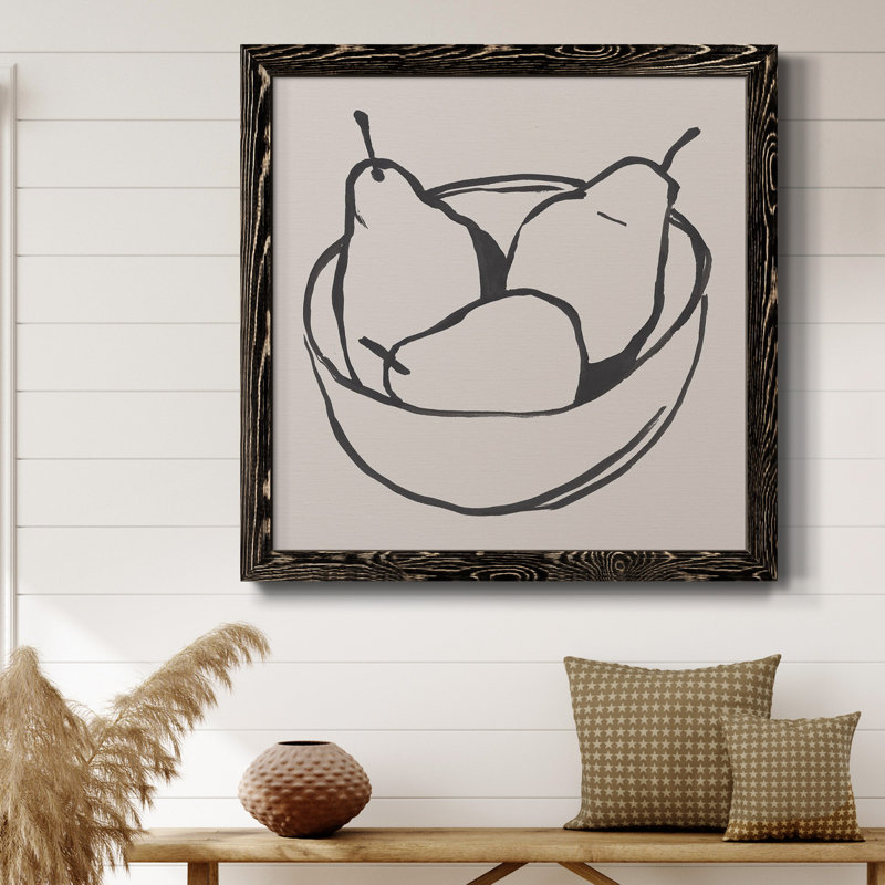 Simple Pear I - art mural encadré sur toile, Cadre noir, H 20 po x l 20 po x P 1,5 po