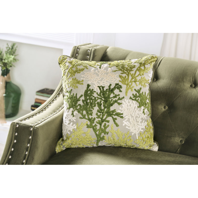 Schorr 93'' Upholstered Sofa, Black, Green