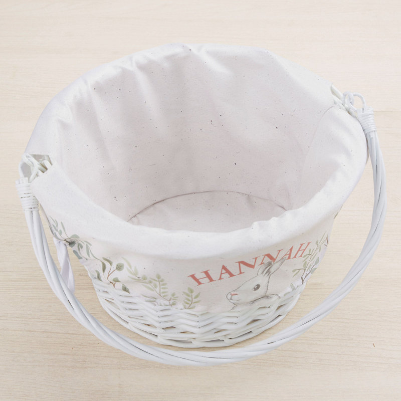 Mall Easter Bunny Personalized Easter White Basket With Folding Handle, Yes