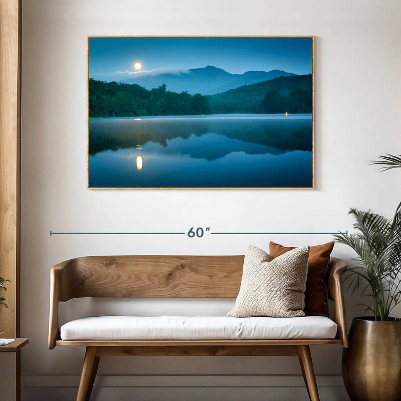 Paysage lunaire, Cadre flottant en bois naturel, 46 po x 31 po