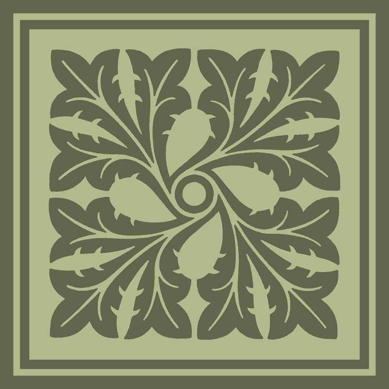 Tonal sur bois en vert III, H 12 po x l 12 po