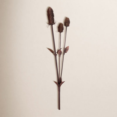 39" Natural Burgundy Thistle Spray