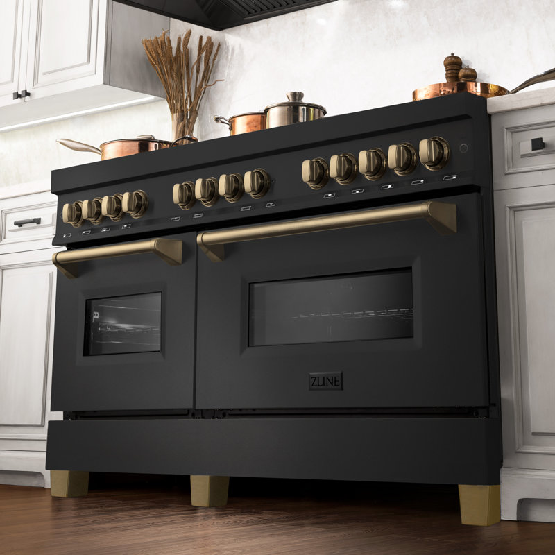 ZLINE Autograph 60" Legacy Dual Fuel Range, Black Stainless Steel and Champagne Bronze