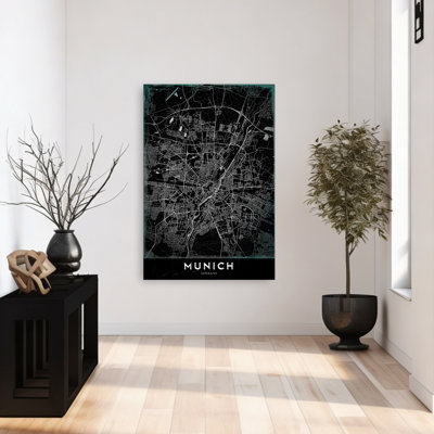 " Munich Dark City Map Retro Vintage City Architecture Wall Art Print " by StudioSix