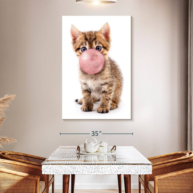 Chaton Bubble Gum, H 34 po x l 51 po x P 1,25 po