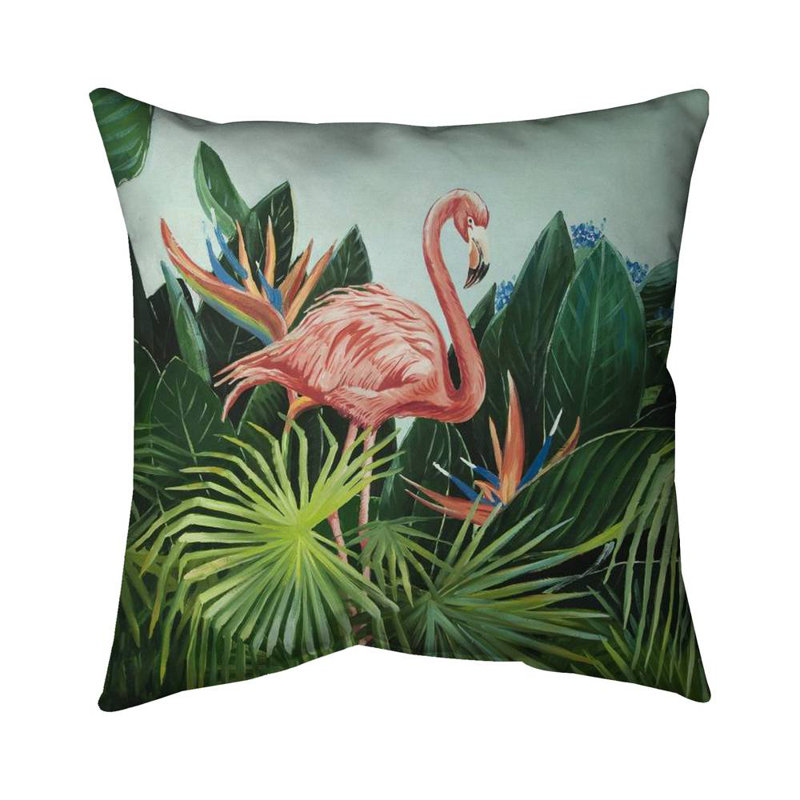 Tropical flamingo - 16"x16" Throw pillow cover - Poly twill - Print on demand