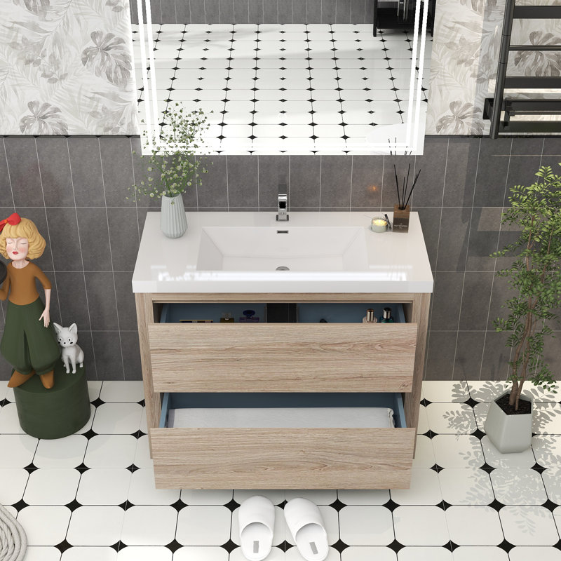 Meuble-lavabo simple avec plateau 41,5 po Cassopolis, Chêne blanc