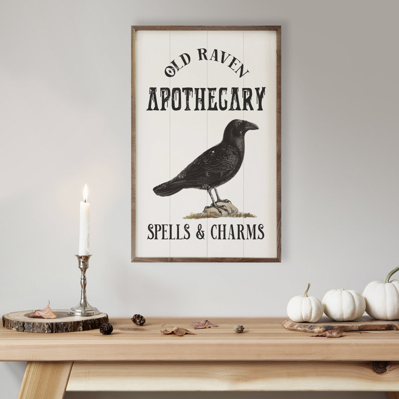 Vieux corbeau apothicaire blanc, H 24 po x l 16 po