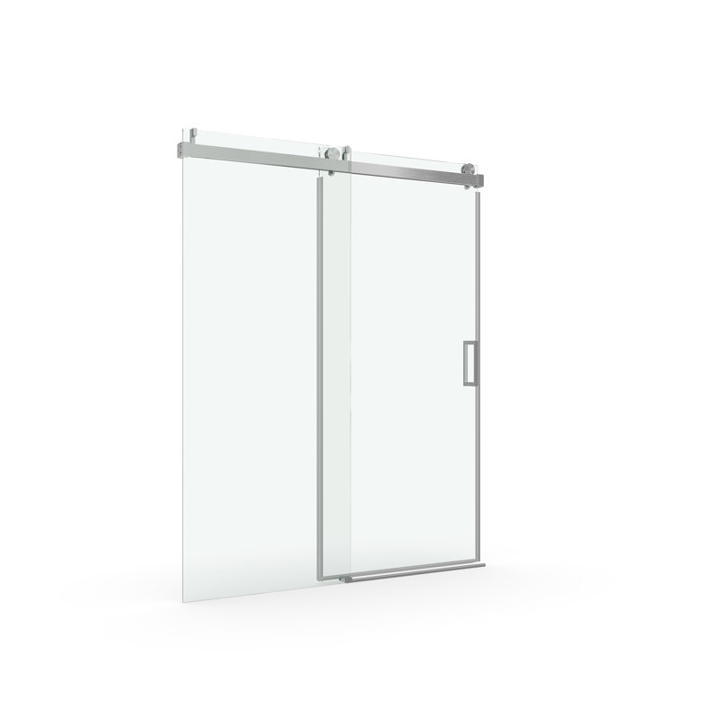 Porte de douche coulissante simple sans cadre à fermeture en douceur de 56 à 60 po x H 76 po, verre trempé de 1/4 po (6 mm) avec revêtement antidéflagrant par livraison express
