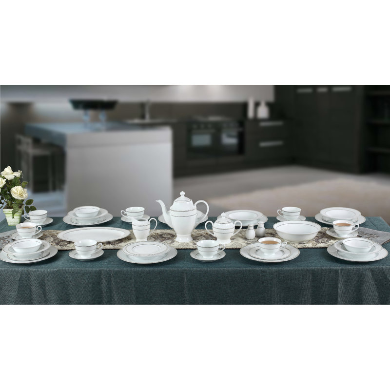 Elegant White Porcelain Round Dinnerware Set - Service for 8