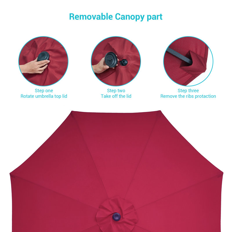 Parasol de marché de 108 po Kanila, Rouge
