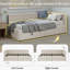 Modern Style Twin Size L Shape Corner Bed, Linen Upholstered Daybed with Two Storage Drawers, -206505113