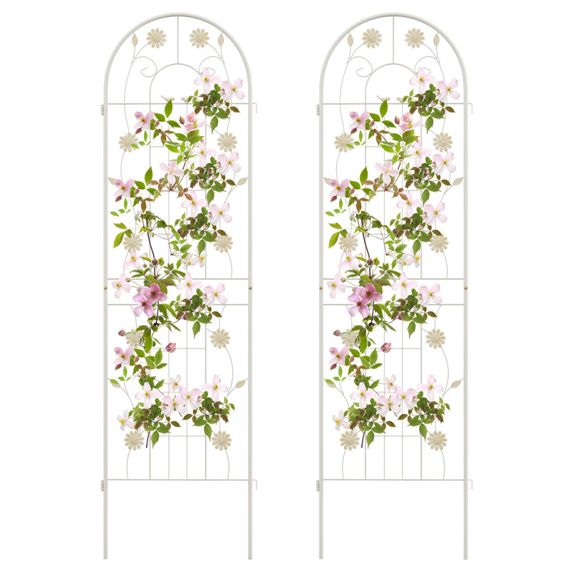 Paquet de 2, support pour plantes en treillis de jardin en métal 71 po x 20 po antirouille pour plantes grimpantes - blanc