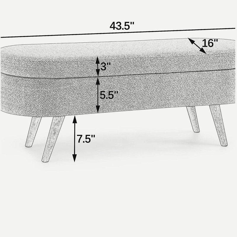 Banc de rangement repose-pieds ovale avec pieds en bois, Bleu très foncé