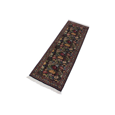 Tapis de couloir rouge / vert / ivoire en laine noué à la main 2 pi 7 po x 8 pi 1 po Roca