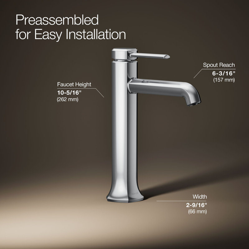 Occasion Tall Single-Handle Vessel Sink Bathroom Faucet with Drain Assembly, Polished Chrome, 1.0 GPM 