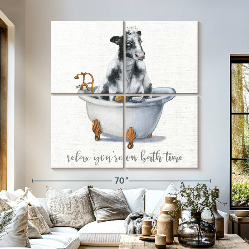 Ketti Bath Time Cow, H 57 po x l 57 po