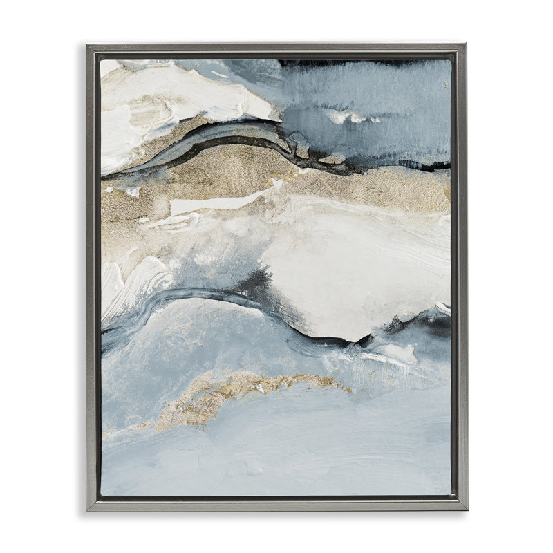 «Blue Organic Agate» par Lanie Loreth, Cadre flottant gris lustré, H 21 po x l 17 po