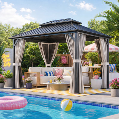 Hardtop Gazebo with Galvanized Steel Roof & Metal Frame