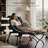 Lazy Chair With Foldable Ottoman, Modern Comfy Lounge Chair, Large Sofa Armchair With Footrest And A Side Pocket, Leisure Reading Chair With Footstool For Bedroom, Living Room, Dorm, Black-1426192235