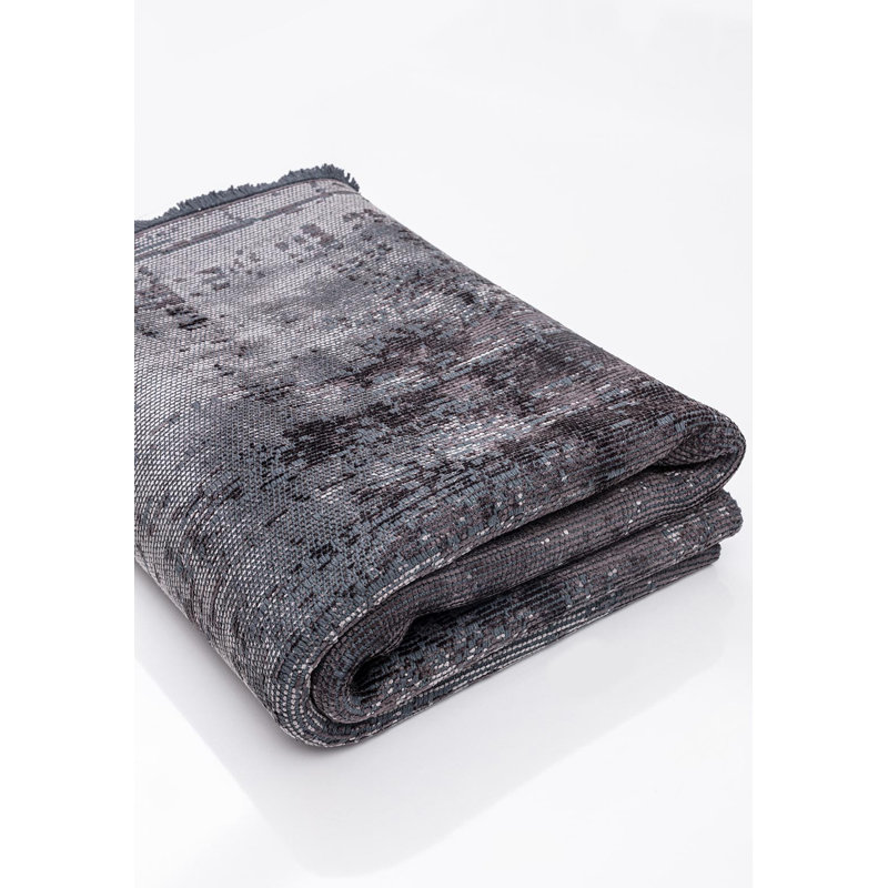 Rapture Abstract Area Rug in Gray, Square 9'