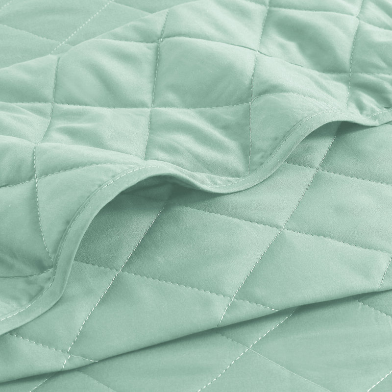 Ensemble de courtepointe en microfibre diamant réversible - Basics by Wayfair ™, Eucalyptus