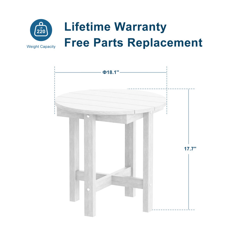 All-Weather HDPE Patio End Table, Easy Maintenance Small Outdoor Table, Fade-Resistant Side Table for Backyard, Pool, Porch 