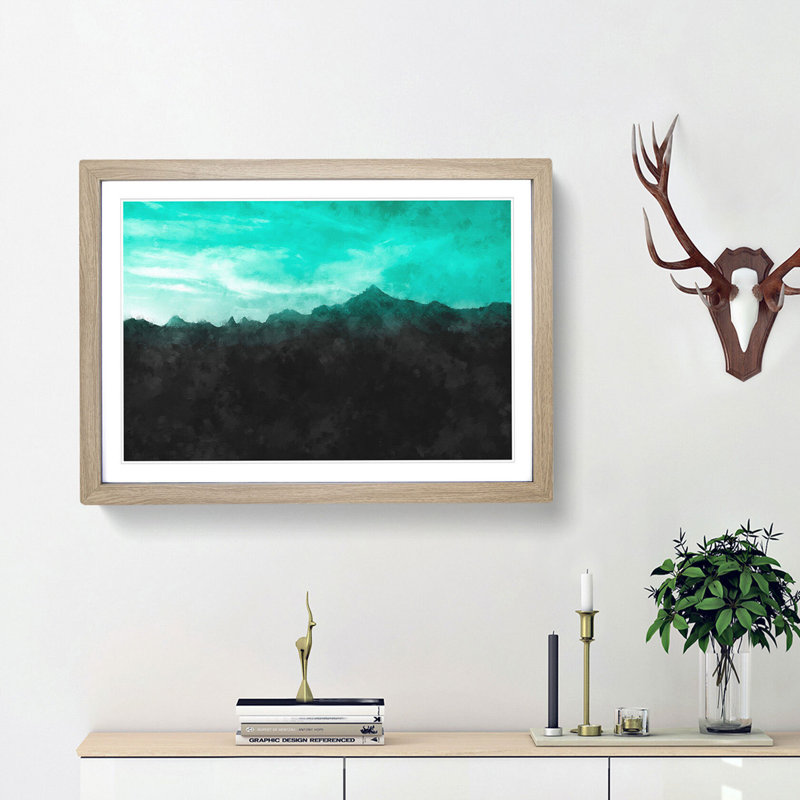 Mint Green Sky - Picture Frame Graphic Art Print, 33cm H x 45cm W x 2cm D, Oak Framed