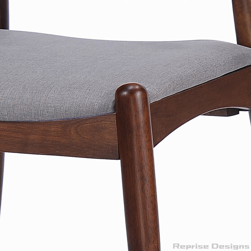 Ensemble de 2 chaises de salle à manger en bois d'hévéa avec dossier ergonomique, Noyer, Gris clair
