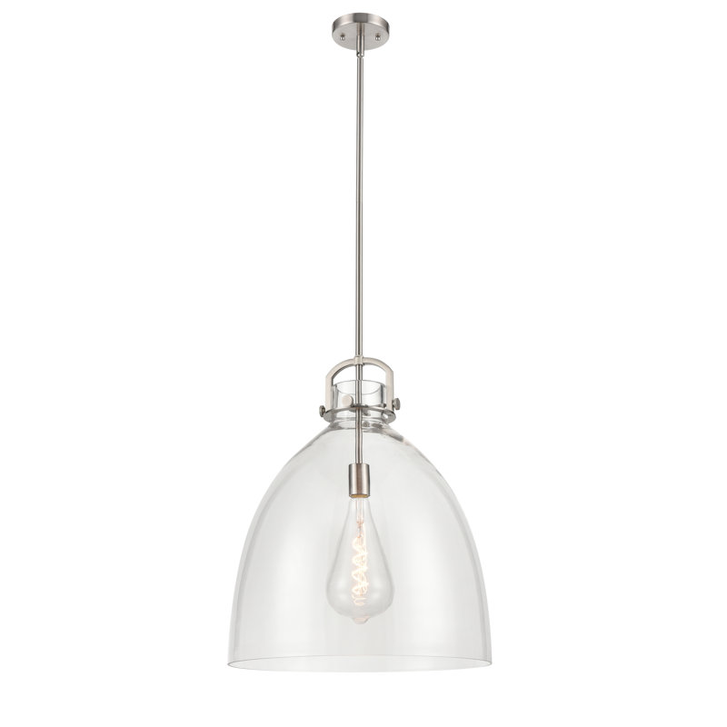 Luminaire suspendu 1 lumière Badillo, Clair, H 22 po x l 18 po x P 18 po, Nickel satiné