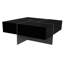 Table basse de salon avec 4 compartiments et plateau coulissant, placage, design moderne, rangement dissimulé, plateau extensible, fini lustré, 80 x 80 cm