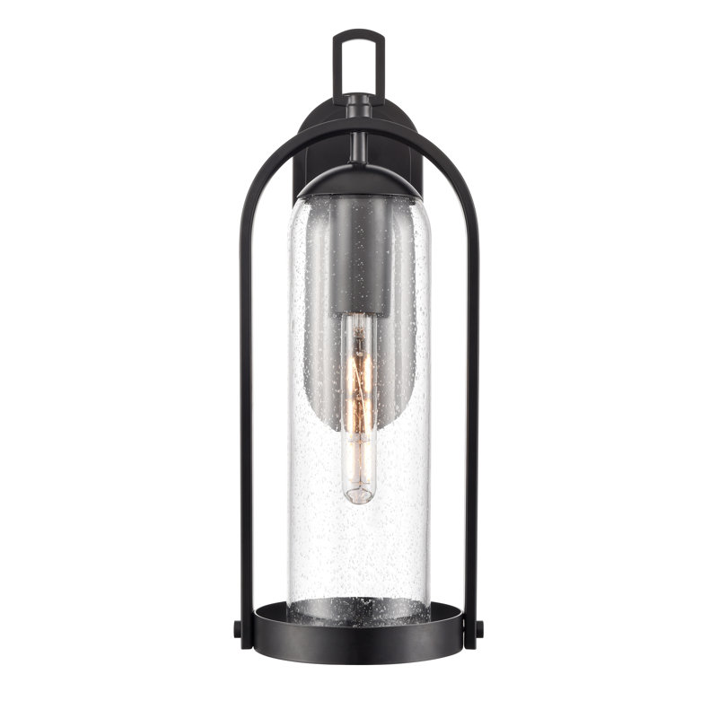 Amberlie 1-Light Outdoor Wall Sconce - Powder Coated Black, 20" H x 8.25" W x 8.5" D