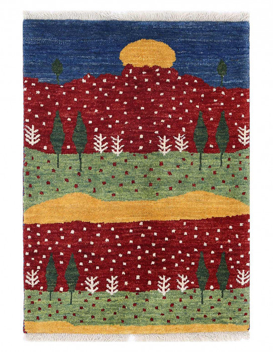 Tapis unique en laine 2 pi 1 po x 3 pi 1 po rouille, vert, or Dewolf