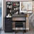37" Left Bedside Vanity Table Dresser Set With Cushioned Stool, Charging Station (2 AC + 2 USB), Hair Dryer Holder, And Large Touch Control LED Sliding Mirror With 3-Color Switch | Gift Idea