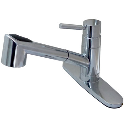 Kingston Brass Wilshire Single-Handle 1-or-3 Hole Deck Mount Pull-Out Sprayer Kitchen Faucet