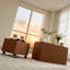 Ensemble moderne de tables roulantes brun, tables d'appoint en bois aggloméré en cuir pour salon-1003698891